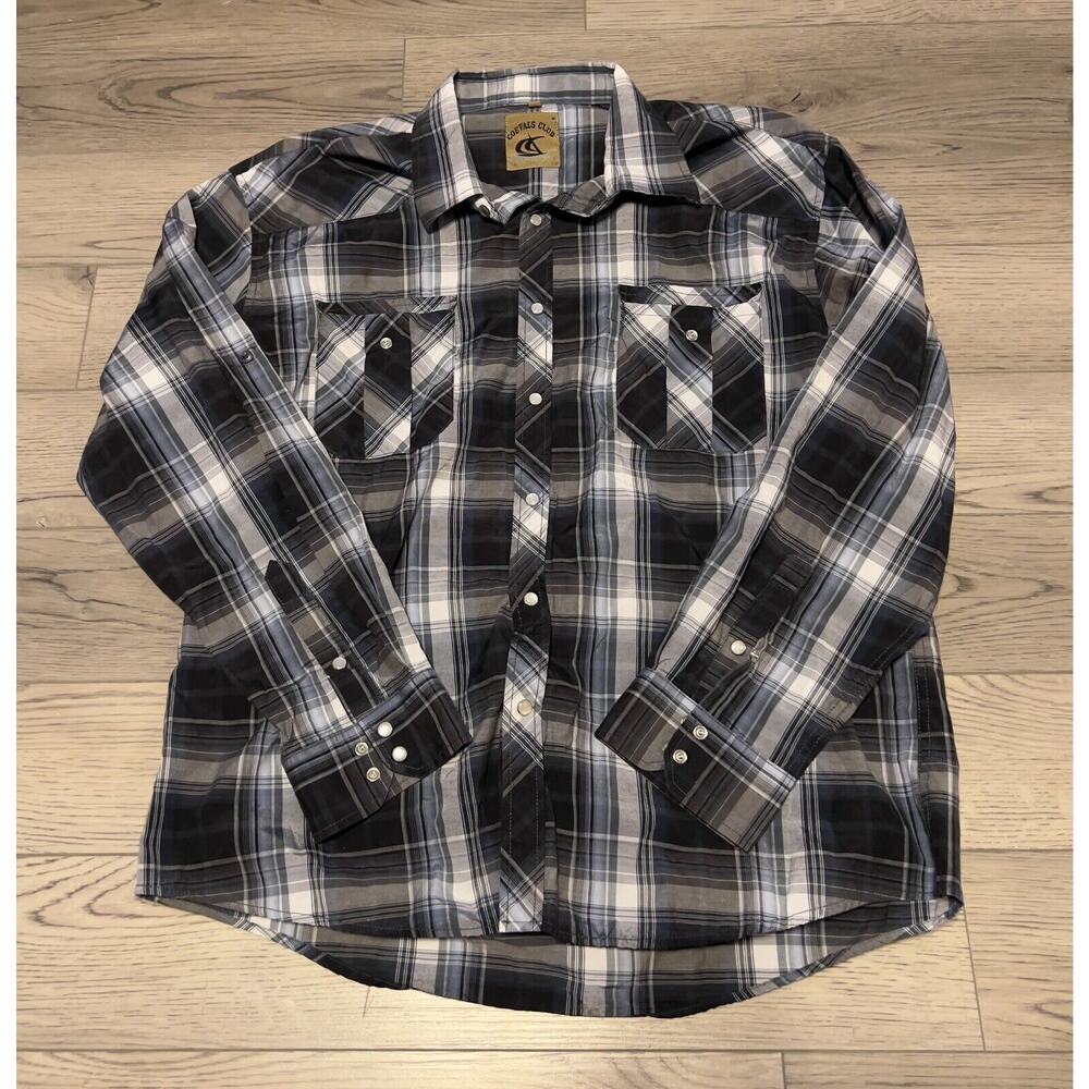 The North Face Long Sleeve Black & Gray Checkered Button Down Size L